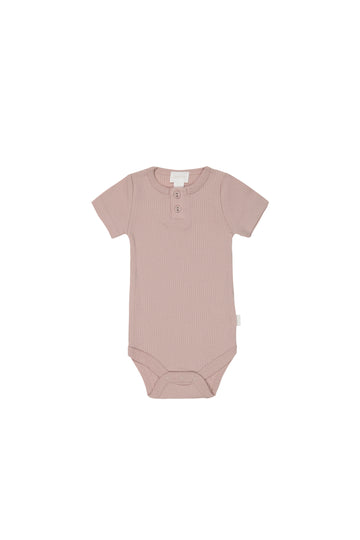 Organic Cotton Modal Darcy Rib Tee Bodysuit - Shell Pink Childrens Bodysuit from Jamie Kay NZ