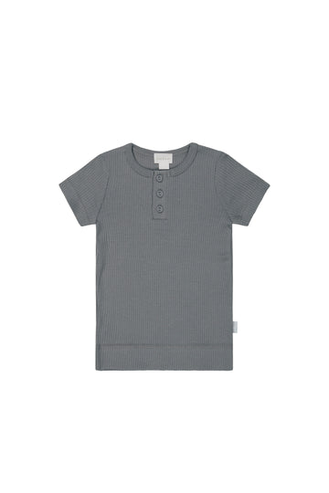 Organic Cotton Modal Henley Tee - Lava Childrens Top from Jamie Kay NZ