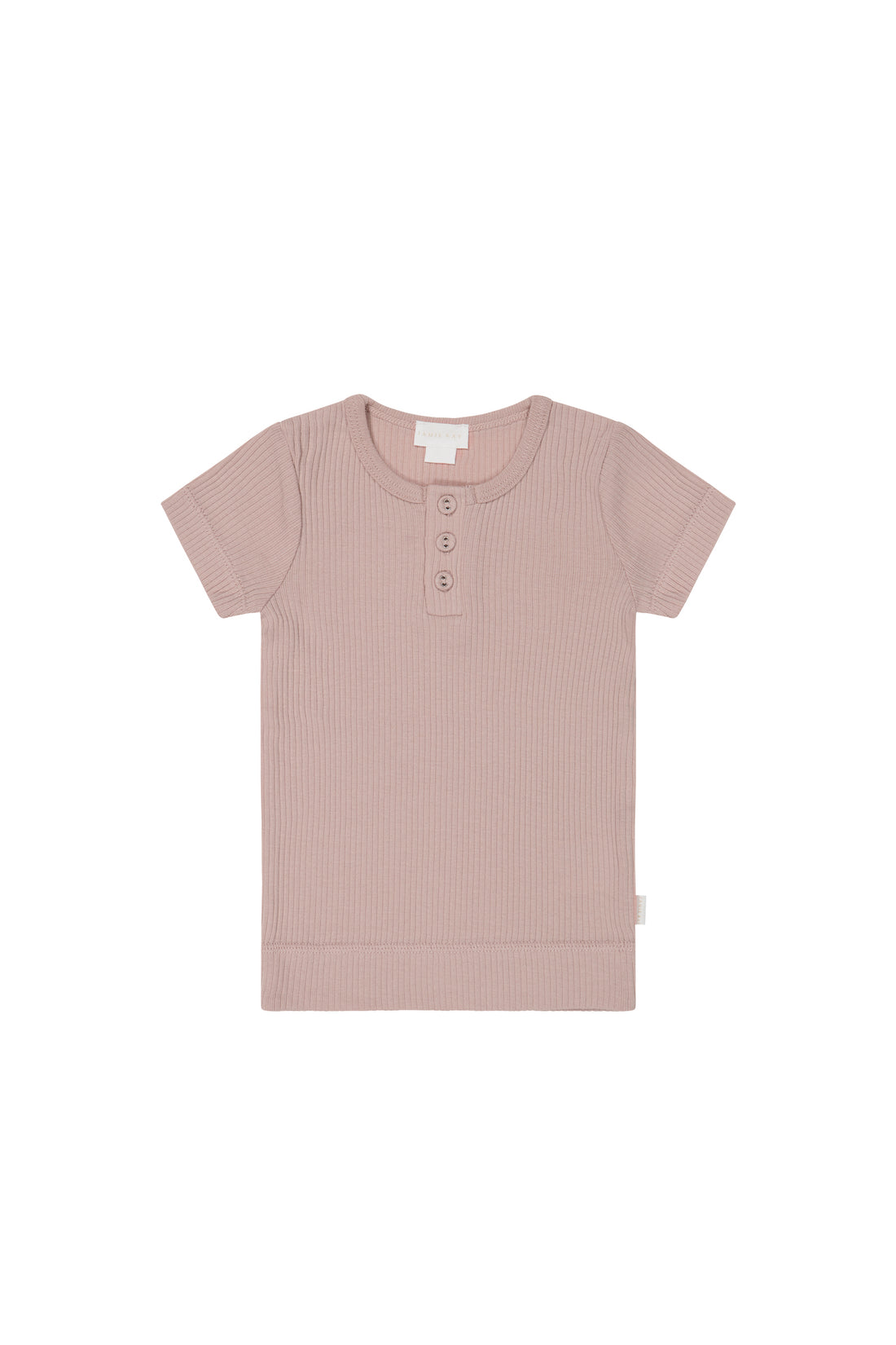 Organic Cotton Modal Henley Tee - Shell Pink Childrens Top from Jamie Kay NZ