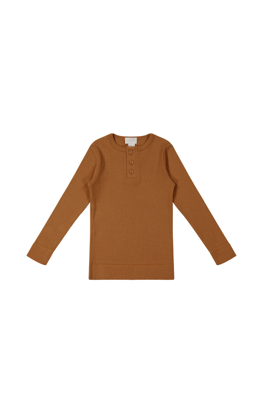 Organic Cotton Modal Long Sleeve Henley - Cinnamon Childrens Top from Jamie Kay NZ