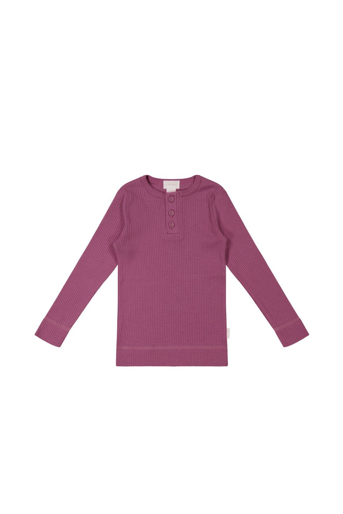 Organic Cotton Modal Long Sleeve Henley - Cranberry Childrens Top from Jamie Kay NZ