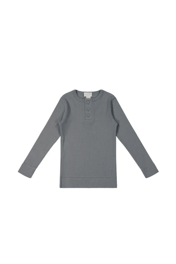 Organic Cotton Modal Long Sleeve Henley - Lava Childrens Top from Jamie Kay NZ