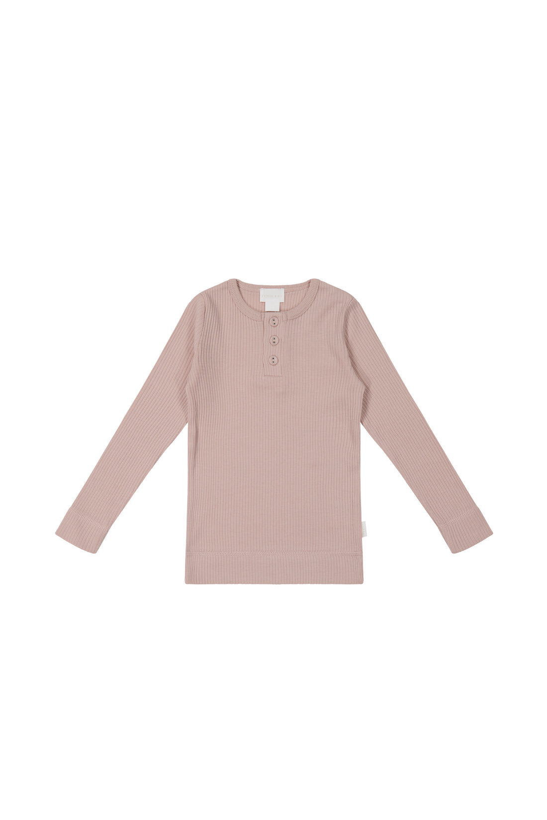 Organic Cotton Modal Long Sleeve Henley - Shell Pink Childrens Top from Jamie Kay NZ