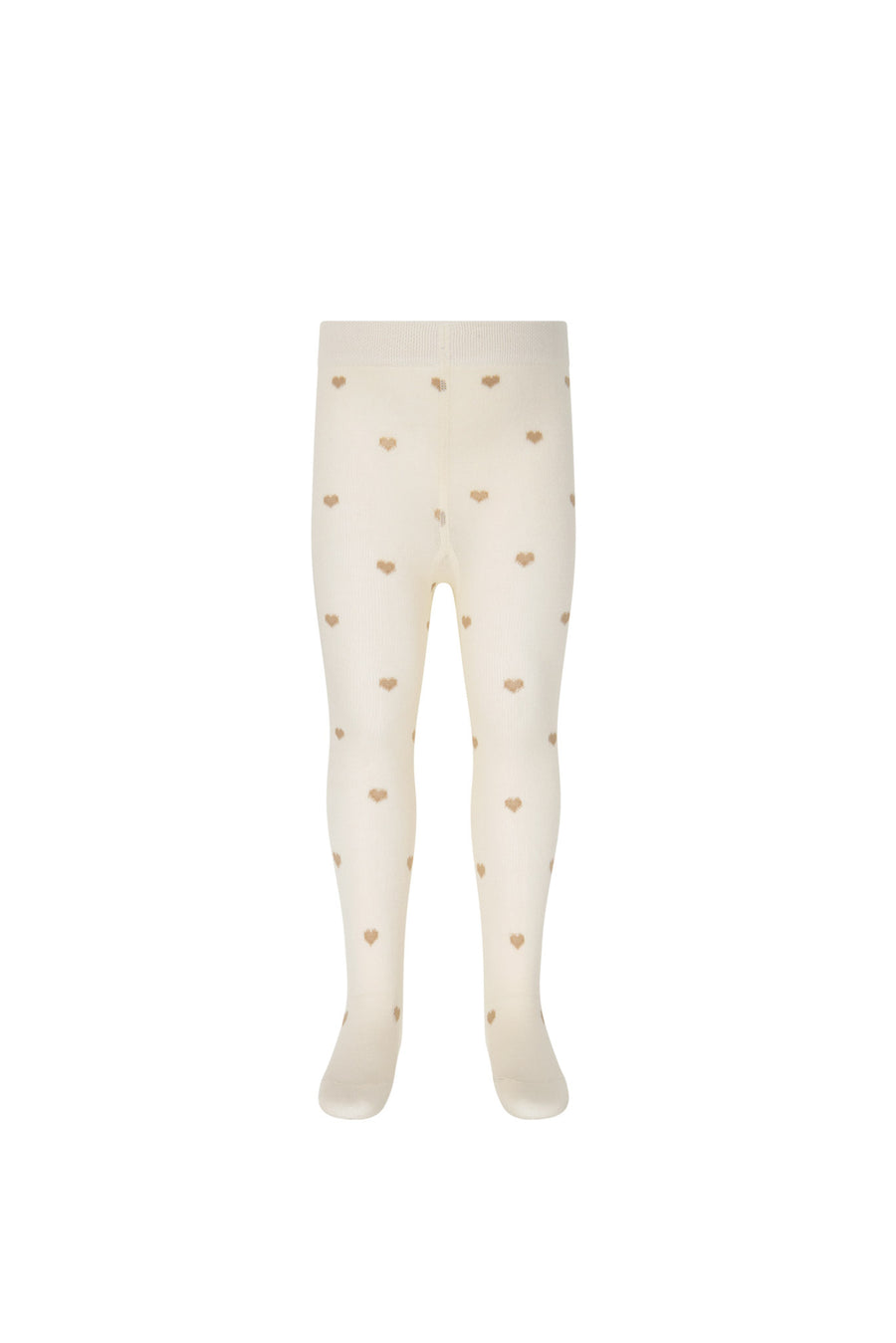 Jacquard Heart Tight - Mon Amour Oatmeal Marle Childrens Tight from Jamie Kay NZ