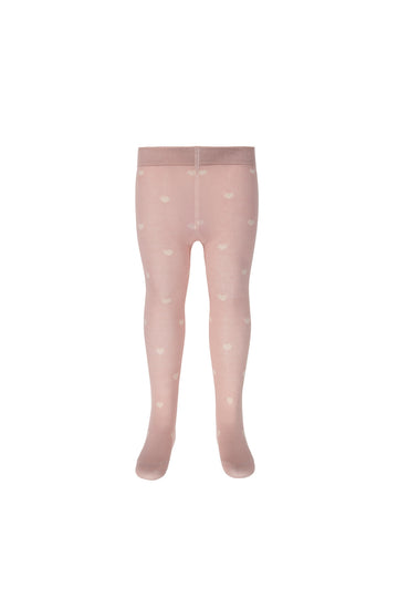 Jacquard Heart Tight - Mon Amour Rose Childrens Tight from Jamie Kay NZ