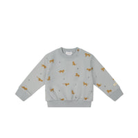 Organic Cotton Jalen Oversized Sweatshirt - Lenny Leopard Ocean Spray Childrens Sweatshirt from Jamie Kay NZ