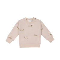 Organic Cotton Kit Sweatshirt - Basil The Dog Shell Childrens Sweatshirt from Jamie Kay NZ