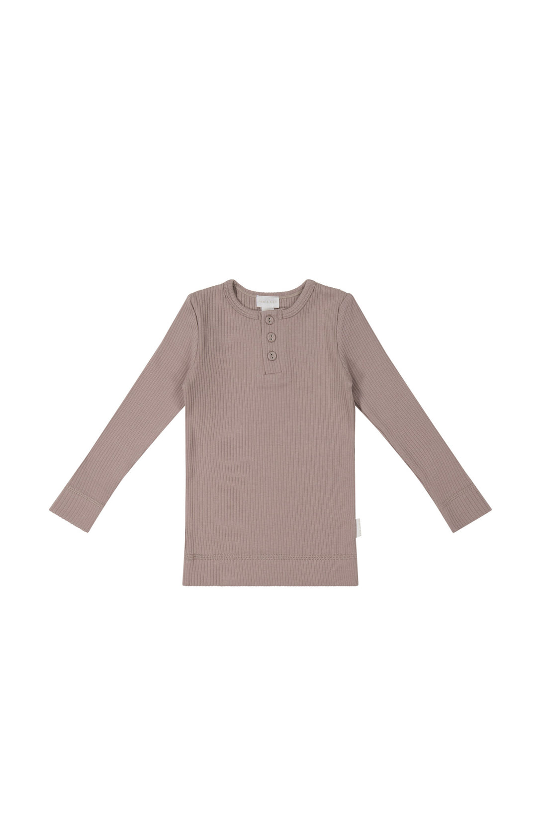 Organic Cotton Modal Long Sleeve Henley - Softest Mauve Childrens Top from Jamie Kay NZ