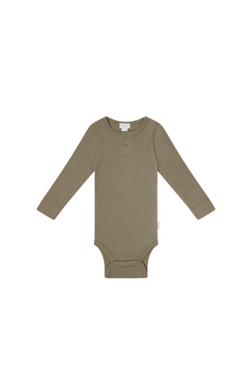 Organic Cotton Modal Long Sleeve Bodysuit - Sepia Childrens Bodysuit from Jamie Kay NZ