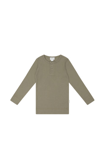 Organic Cotton Modal Long Sleeve Henley - Sepia Childrens Top from Jamie Kay NZ