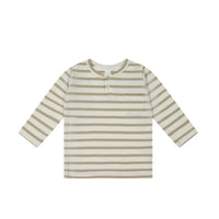 Pima Cotton Diego Long Sleeve Top - Cloud/Cashew Stripe Childrens Top from Jamie Kay NZ