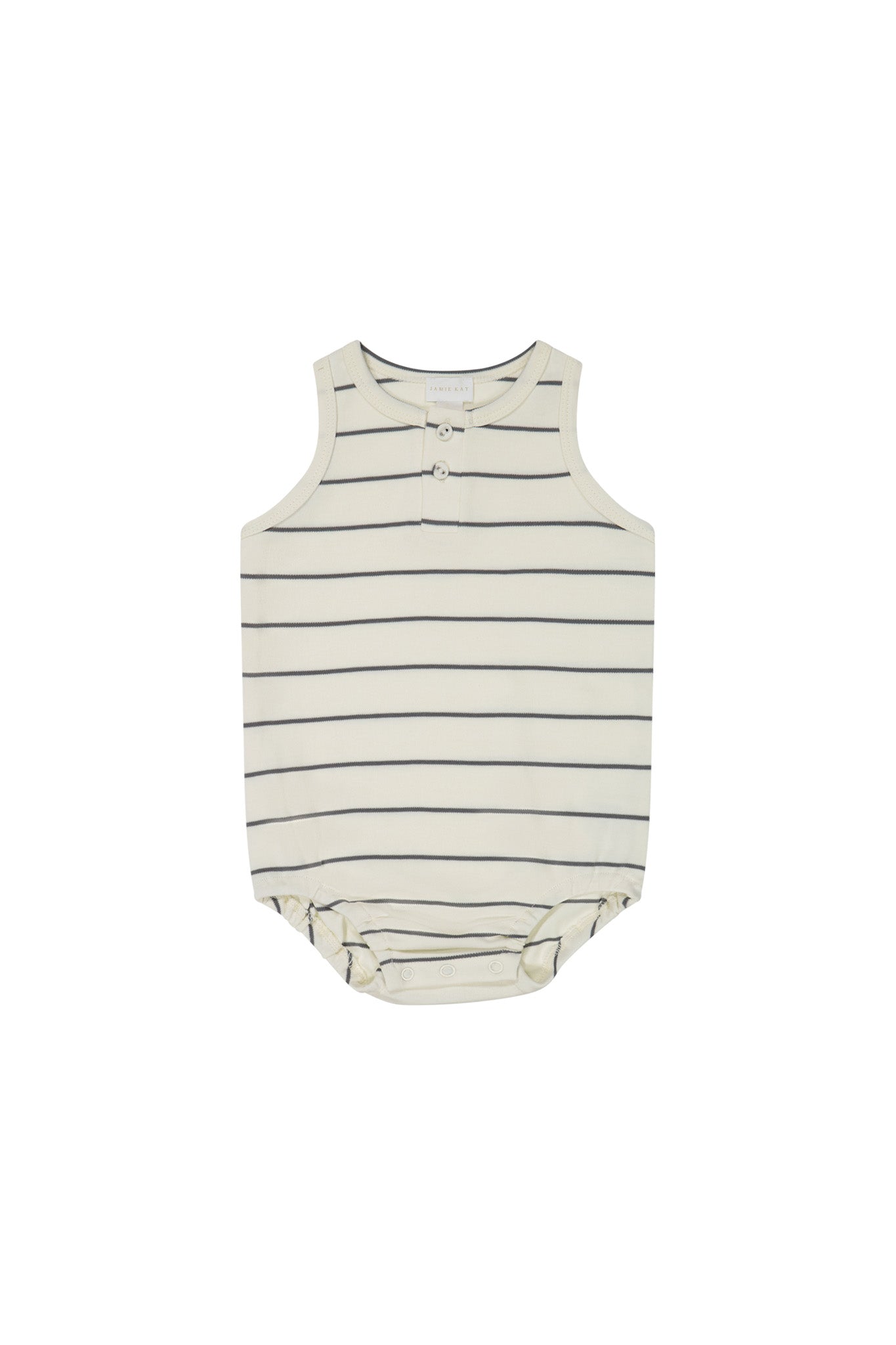 Pima Cotton Noah Playsuit Cloud/Moonstone Stripe Jamie Kay NZ