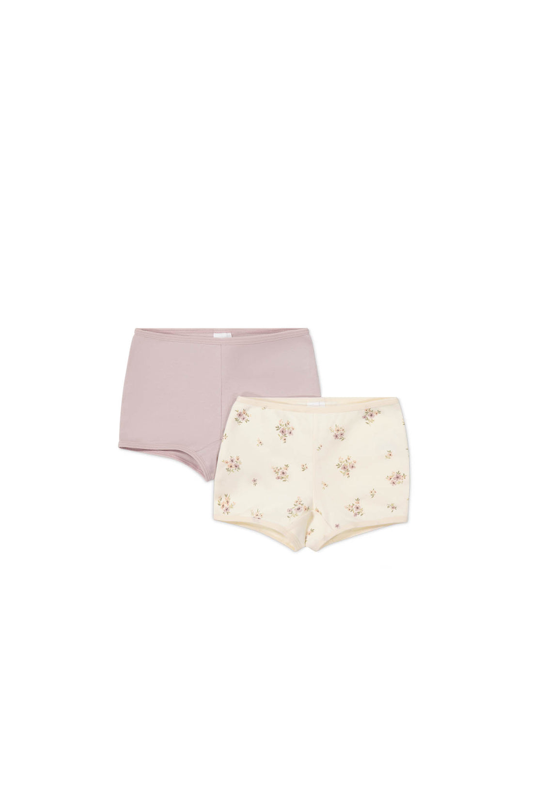 Organic Cotton 2PK Girls Shortie - Goldie Bouquet Egret/Heather Haze Childrens Underwear from Jamie Kay NZ