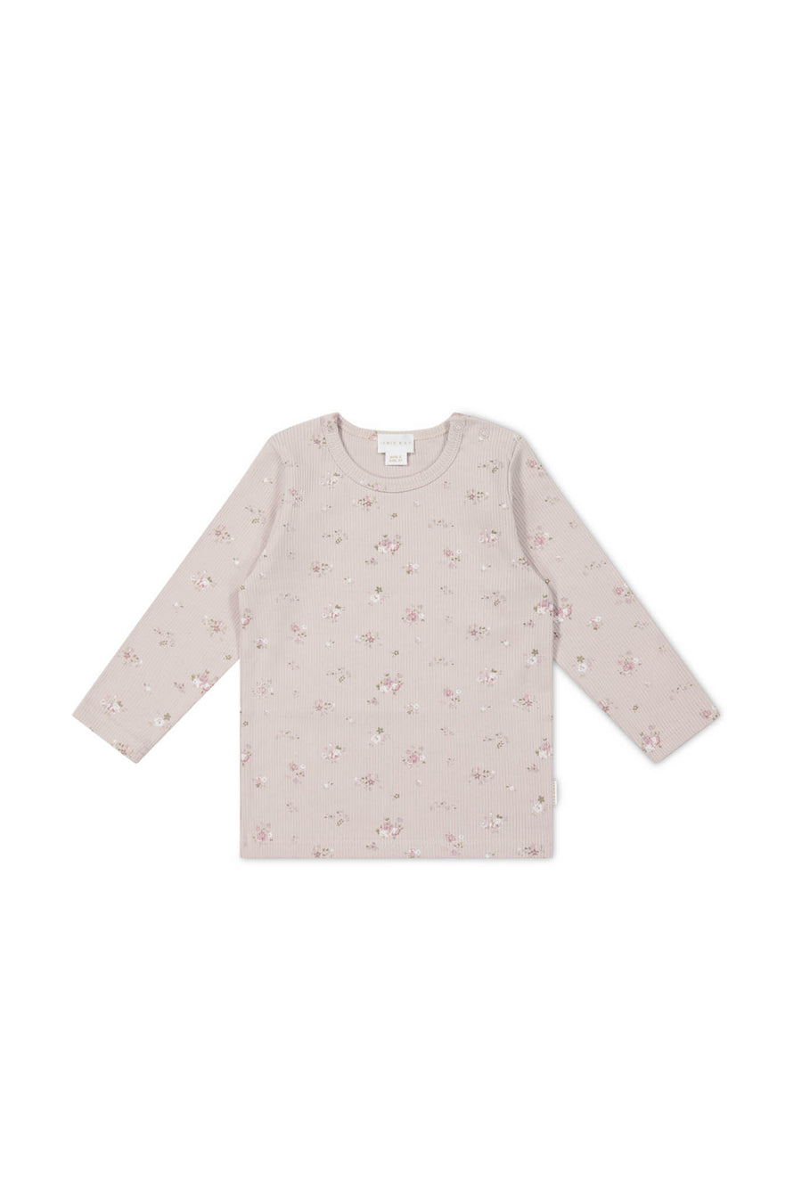 Organic Cotton Fine Rib Long Sleeve Top - Petite Fleur Violet Childrens Top from Jamie Kay NZ