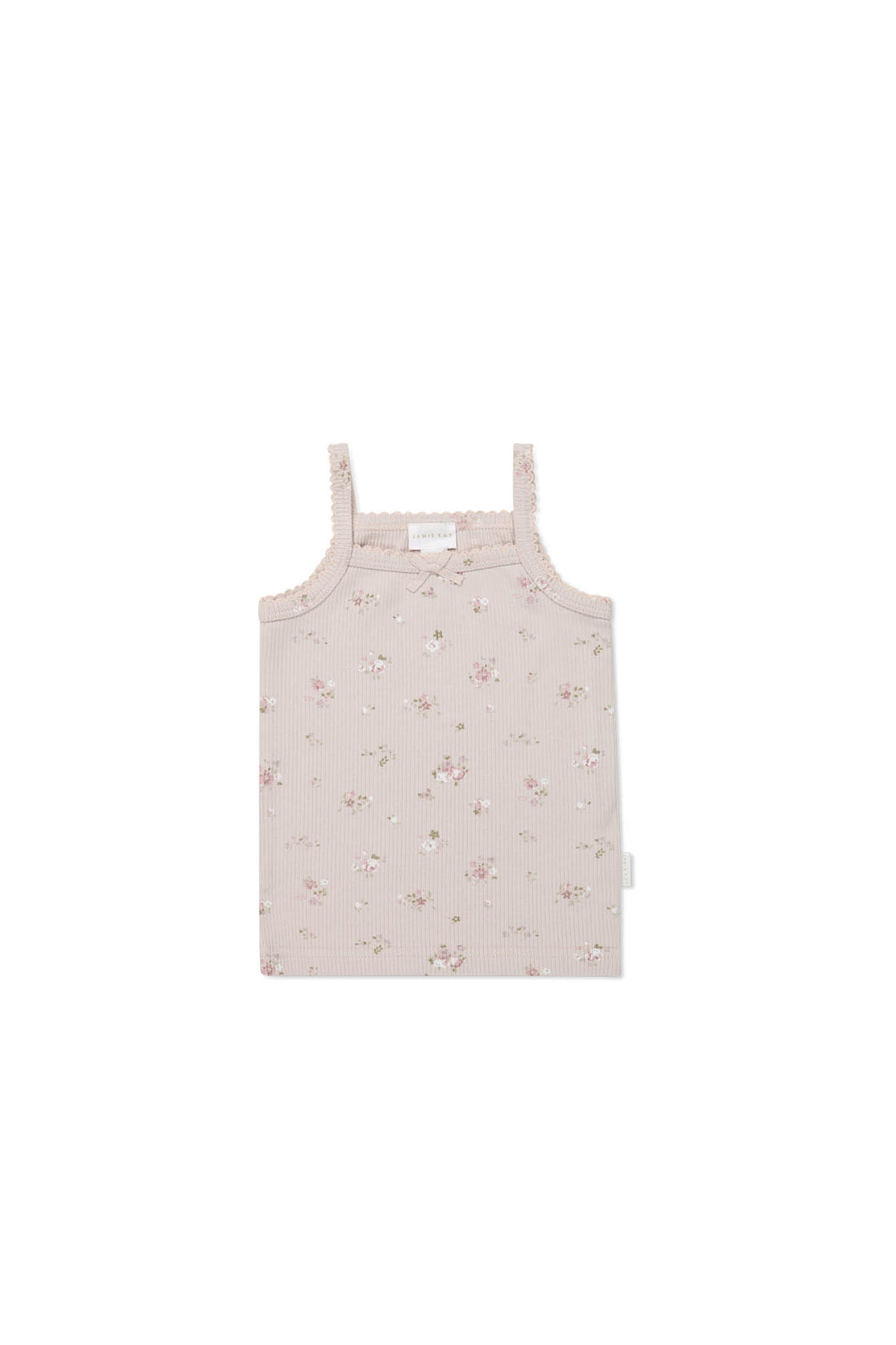 Organic Cotton Fine Rib Singlet - Petite Fleur Violet Childrens Singlet from Jamie Kay NZ