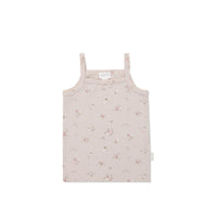 Organic Cotton Fine Rib Singlet - Petite Fleur Violet Childrens Singlet from Jamie Kay NZ