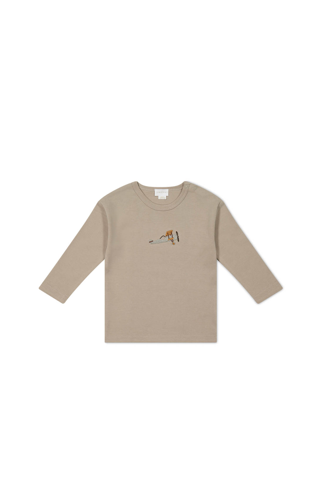 Pima Cotton Arnold Long Sleeve Top - Vintage Taupe Avion Childrens Top from Jamie Kay NZ