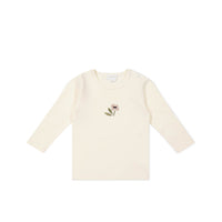 Pima Cotton Long Sleeve Top - Parchment Petite Goldie Childrens Top from Jamie Kay NZ