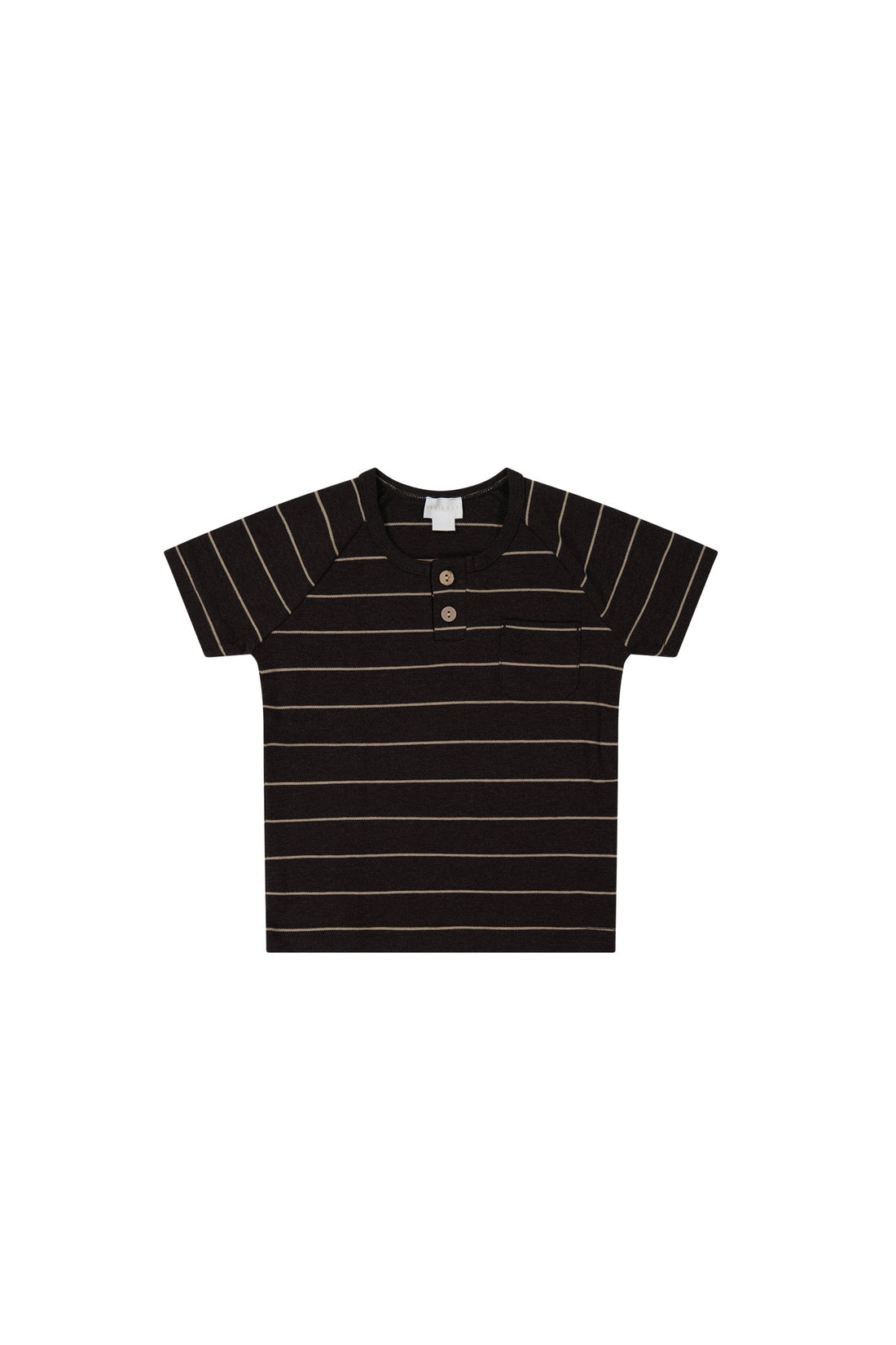 Pima Cotton Jason Tee - Easy Stripe Dark Chocolate/Woodsmoke Childrens Top from Jamie Kay NZ