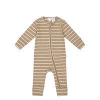 Organic Cotton Fine Rib Gracelyn Onepiece - Elias Stripe Sable Marle Childrens Onepiece from Jamie Kay NZ