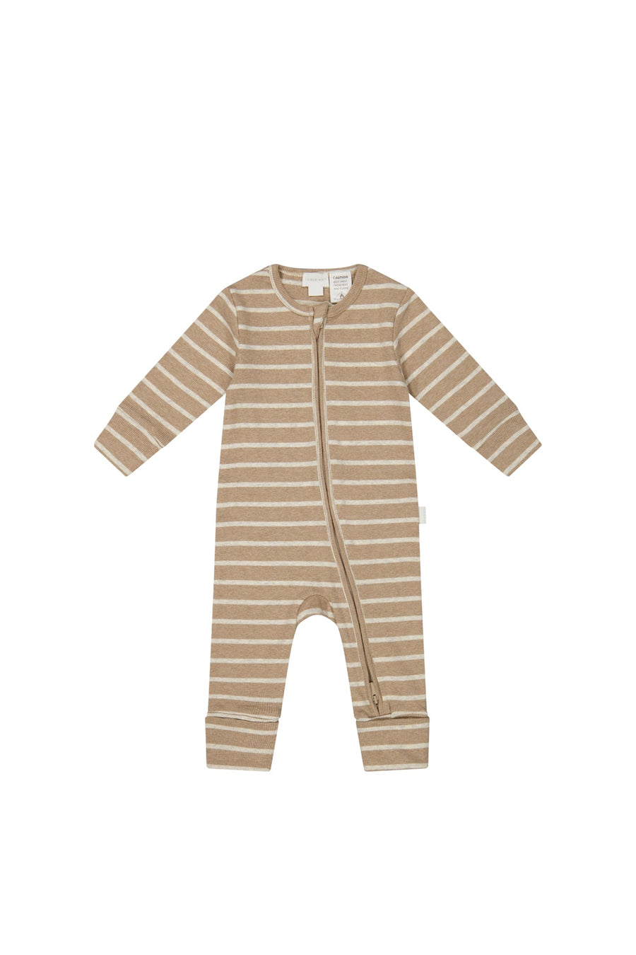 Organic Cotton Fine Rib Gracelyn Onepiece - Elias Stripe Sable Marle Childrens Onepiece from Jamie Kay NZ