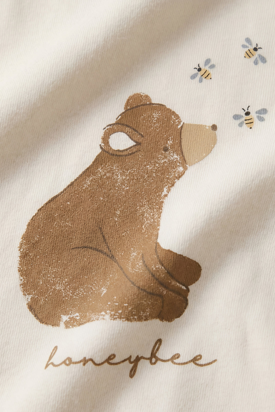 Organic Cotton Bjorn Tee - Cloud Honeybee Bear Childrens Top from Jamie Kay NZ