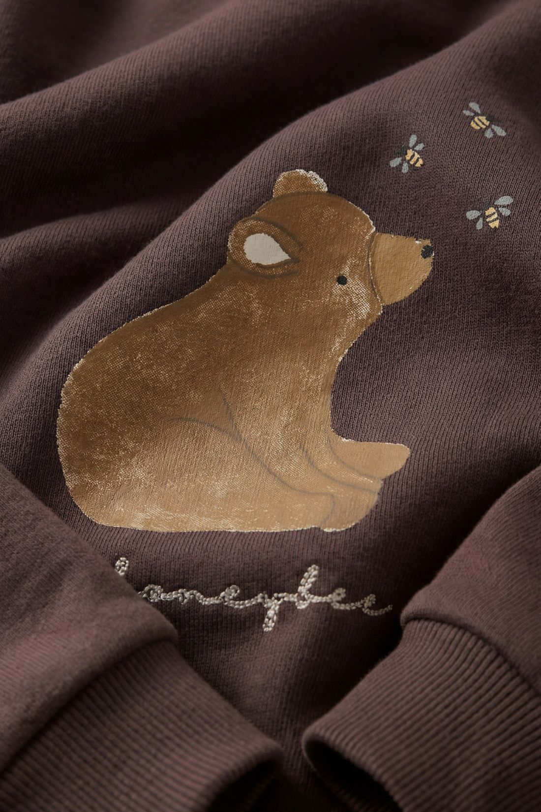 Organic Cotton Hayes Sweatshirt - Raku Honeybee Bear Childrens Sweatshirt from Jamie Kay NZ