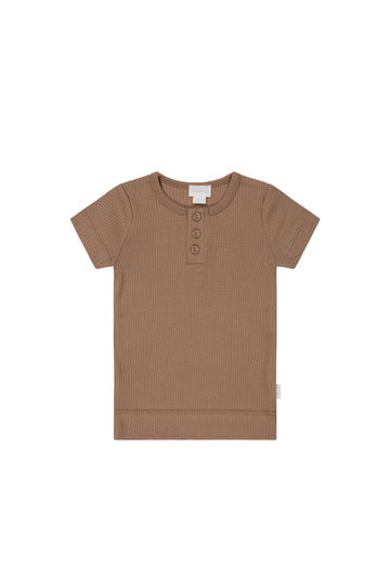 Organic Cotton Modal Henley Tee - Tiger Childrens Top from Jamie Kay NZ