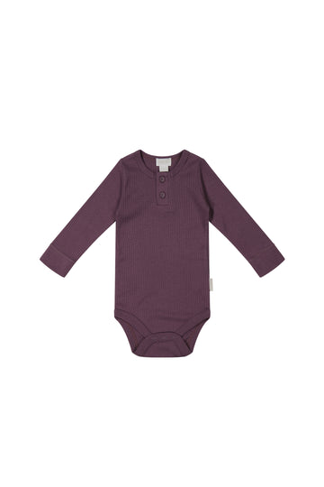 Organic Cotton Modal Long Sleeve Bodysuit - Blackberry Childrens Bodysuit from Jamie Kay NZ