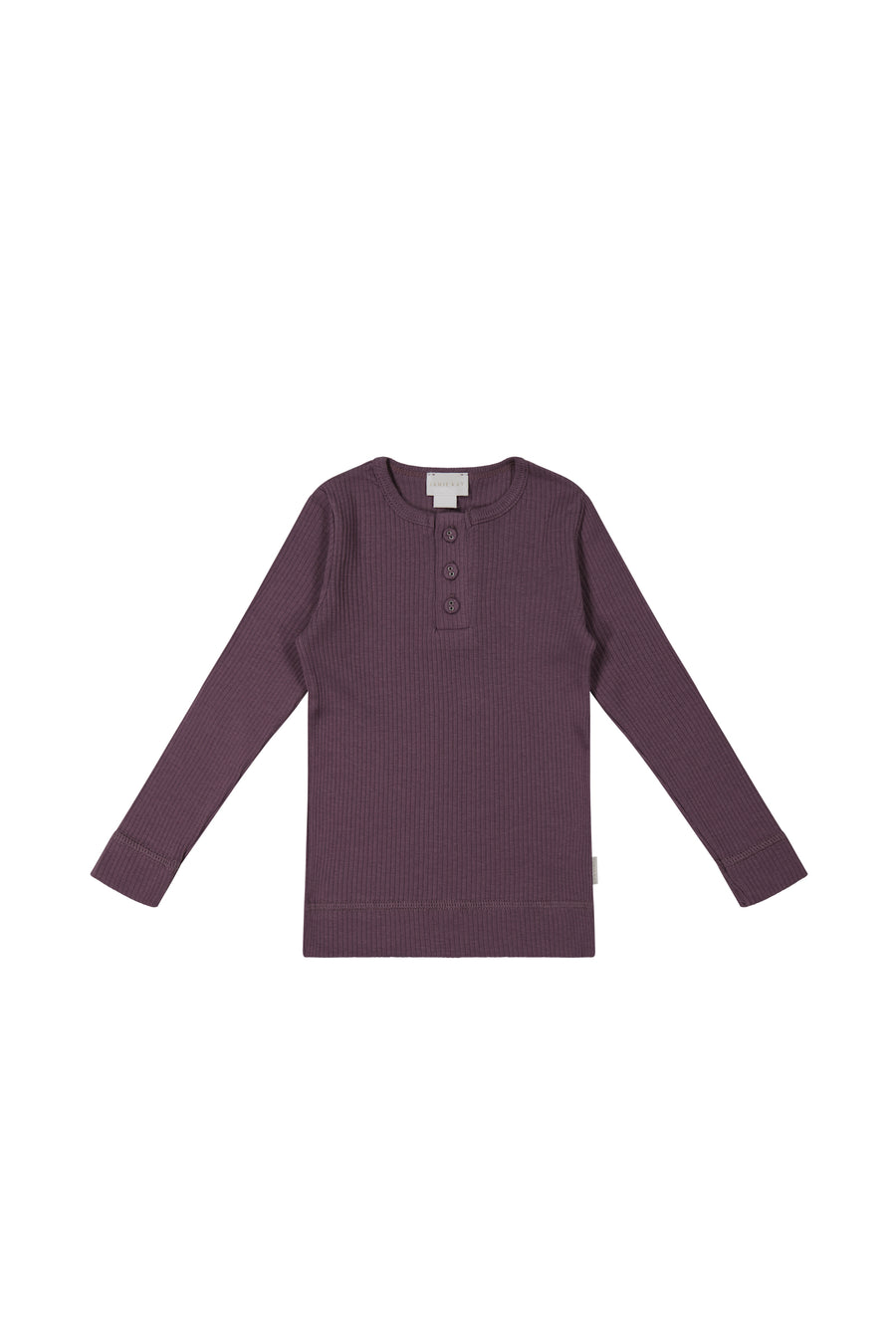 Organic Cotton Modal Long Sleeve Henley - Blackberry Childrens Top from Jamie Kay NZ