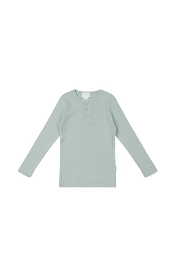 Organic Cotton Modal Long Sleeve Henley - Mineral Childrens Top from Jamie Kay NZ