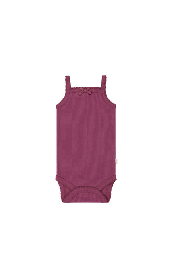 Organic Cotton Modal Singlet Bodysuit - Berry Compote Childrens Bodysuit from Jamie Kay NZ