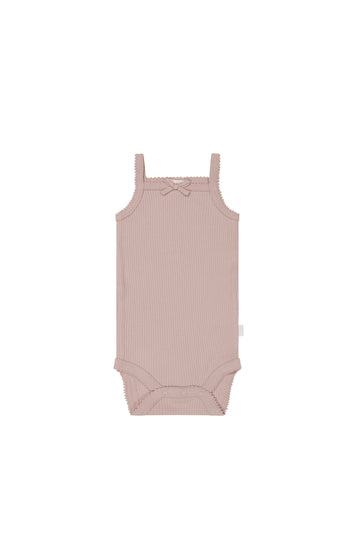 Organic Cotton Modal Singlet Bodysuit - Provence Dusty Pink Childrens Bodysuit from Jamie Kay NZ