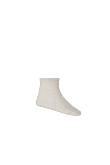 Scallop Weave Frill Ankle Sock - Rosewater Childrens Socks from Jamie Kay NZ