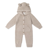 Bear Knit Onepiece - Sand Marle Fleck Childrens Onepiece from Jamie Kay NZ