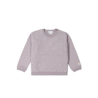 Organic Cotton Bobbie Sweatshirt - Annie Ditzy Violet Ice Childrens Top from Jamie Kay NZ