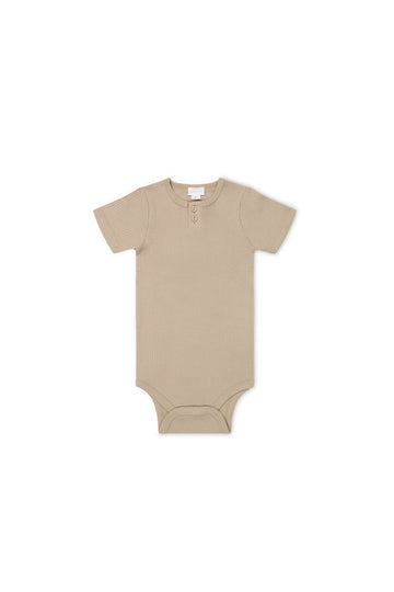 Organic Cotton Modal Darcy Rib Tee Bodysuit - Fawn Childrens Bodysuit from Jamie Kay NZ