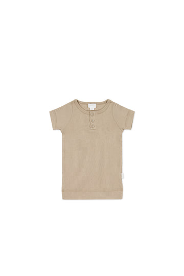 Organic Cotton Modal Henley Tee - Fawn Childrens Top from Jamie Kay NZ