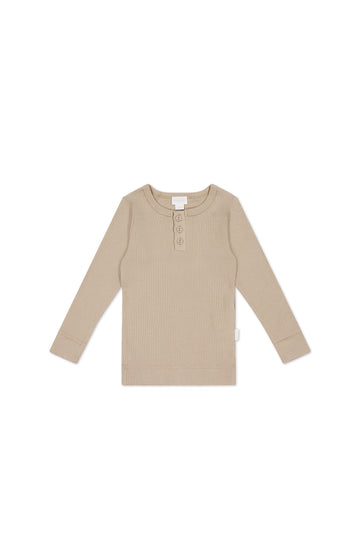 Organic Cotton Modal Long Sleeve Henley - Fawn Childrens Top from Jamie Kay NZ