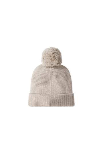 Pom Pom Hat - Sand Marle Fleck Childrens Hat from Jamie Kay NZ