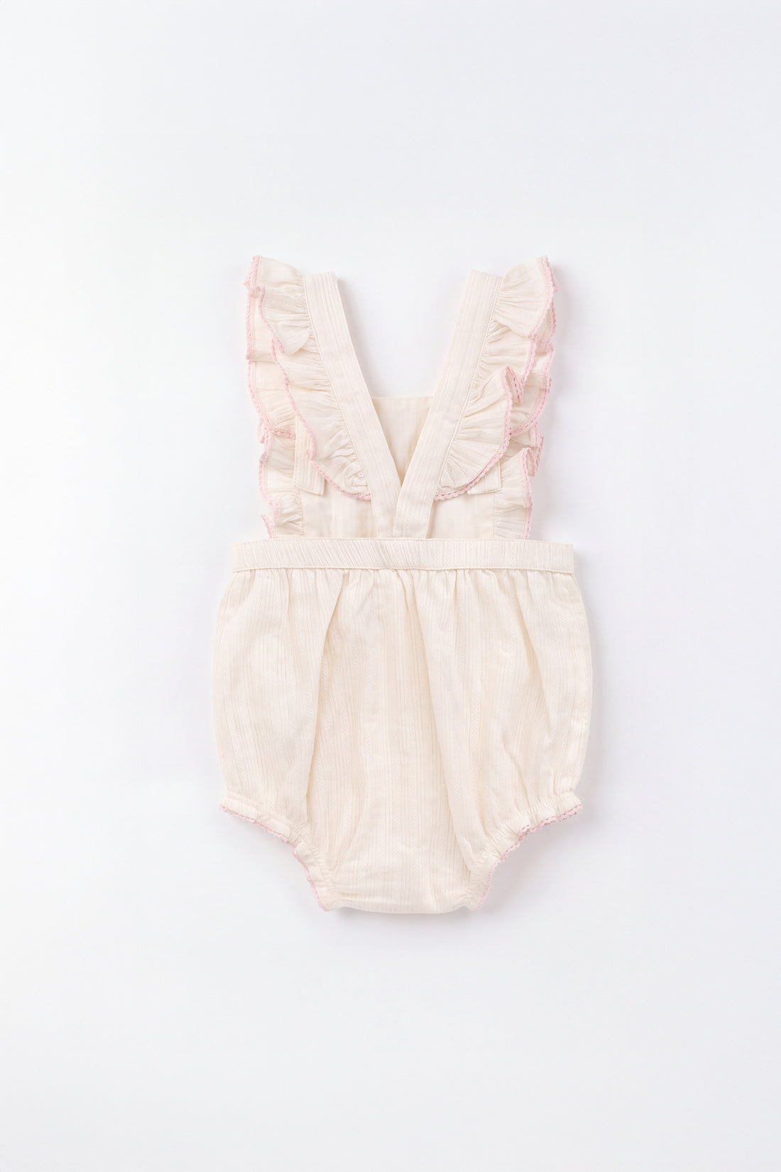 Organic Cotton Zadie Playsuit - Vanilla Embroidery Pink Childrens Playsuit from Jamie Kay NZ