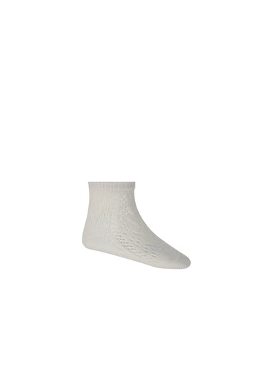 Cable Weave Ankle Sock - Rosewater