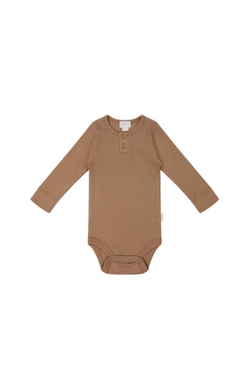 Organic Cotton Modal Long Sleeve Bodysuit - Cavern Clay Childrens Bodysuit from Jamie Kay NZ