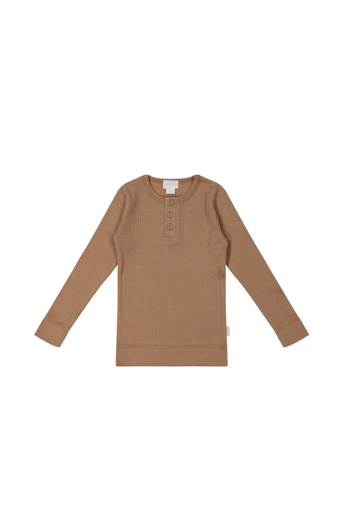 Organic Cotton Modal Long Sleeve Henley - Cavern Clay Childrens Top from Jamie Kay NZ