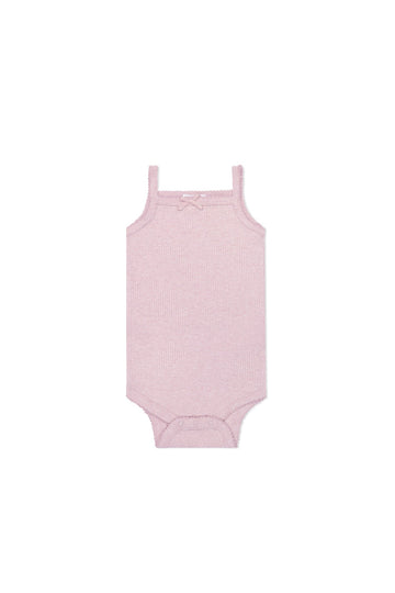 Organic Cotton Modal Singlet Bodysuit - Orchid Marle Childrens Bodysuit from Jamie Kay NZ