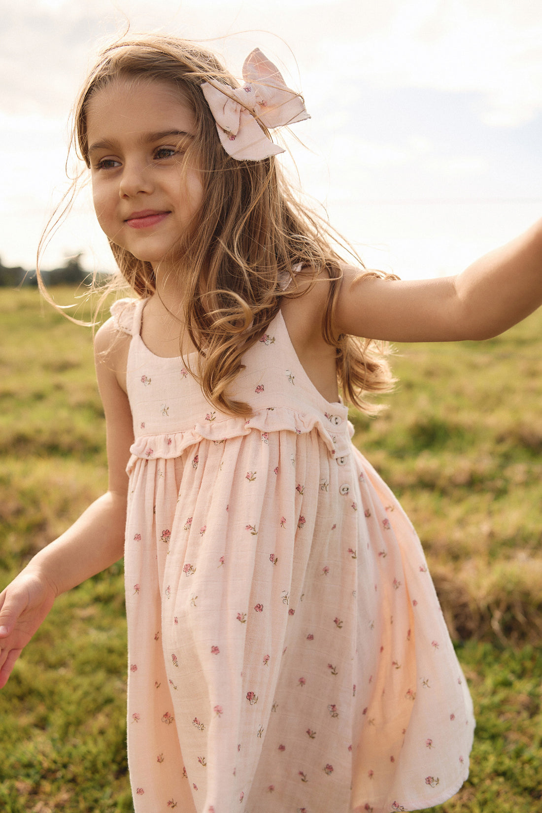 Organic Cotton Muslin Lola Dress - Meredith Morganite Childrens Dress from Jamie Kay NZ