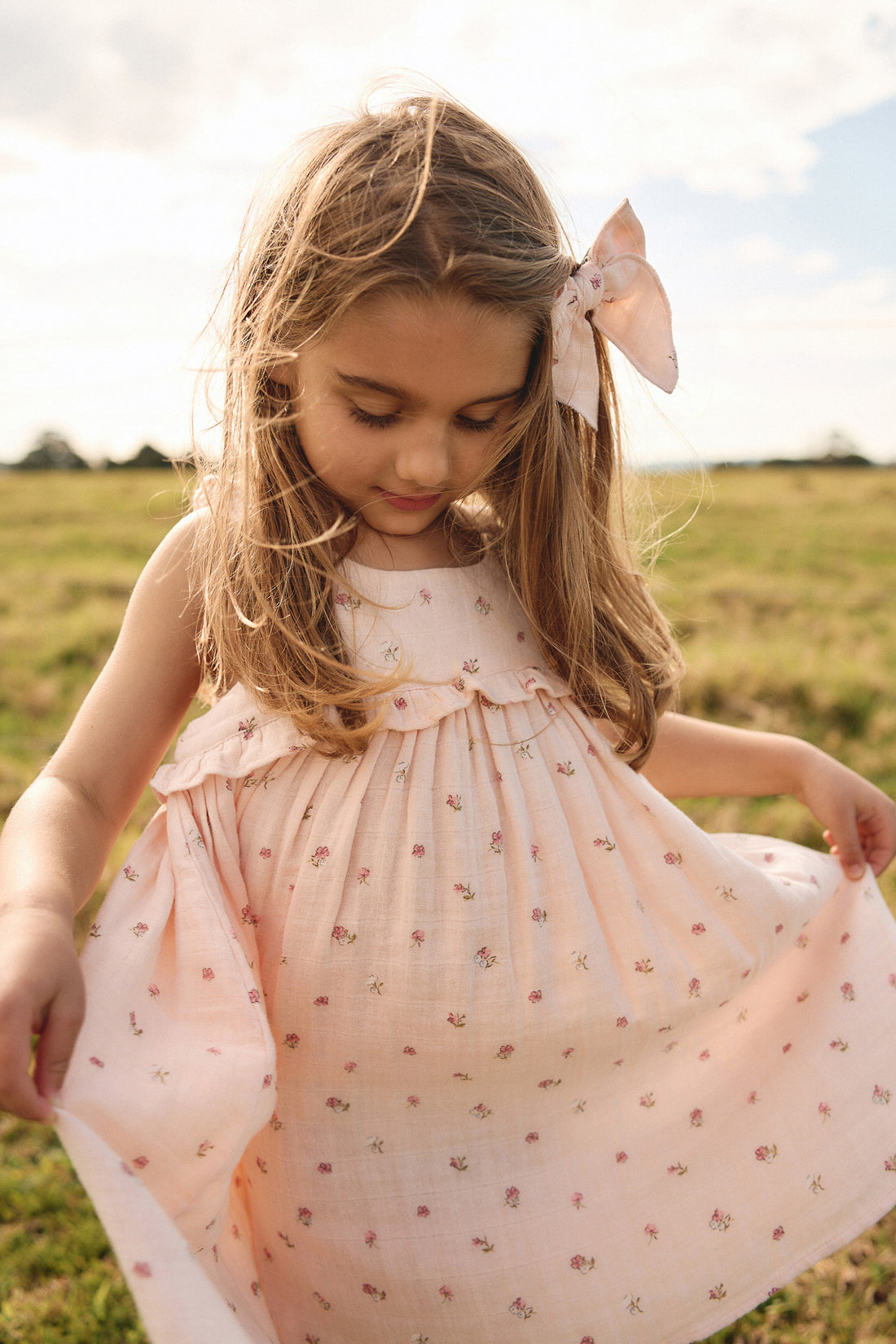 Organic Cotton Muslin Lola Dress - Meredith Morganite Childrens Dress from Jamie Kay NZ