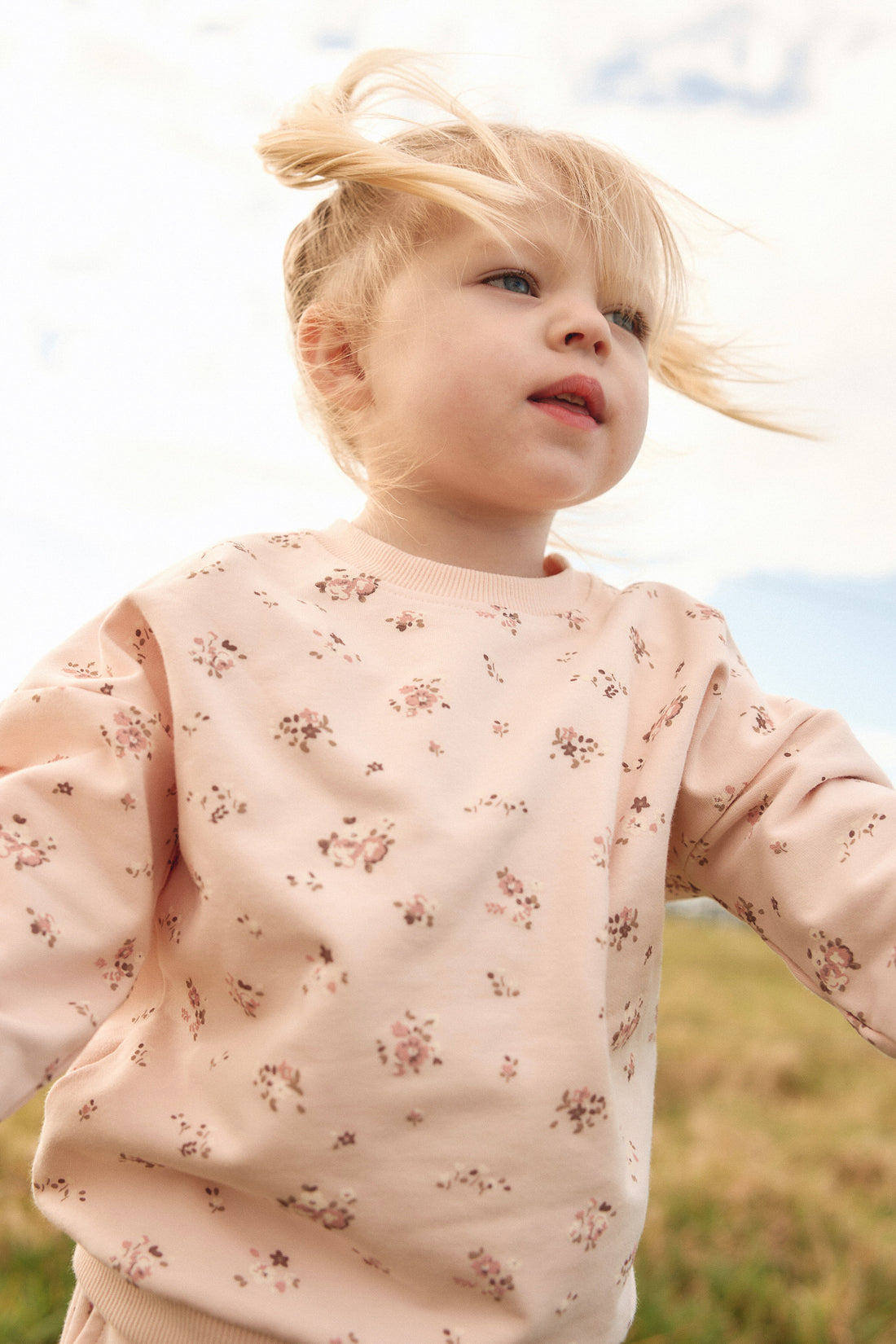 Organic Cotton Bobbie Sweatshirt - Petite Fleur Soft Peony Childrens Top from Jamie Kay NZ