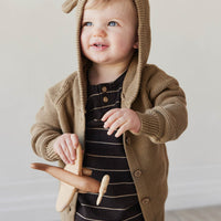 Pima Cotton Jason Tee - Easy Stripe Dark Chocolate/Woodsmoke Childrens Top from Jamie Kay NZ