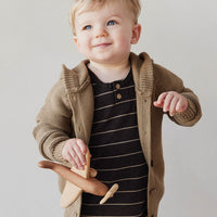 Pima Cotton Jason Tee - Easy Stripe Dark Chocolate/Woodsmoke Childrens Top from Jamie Kay NZ